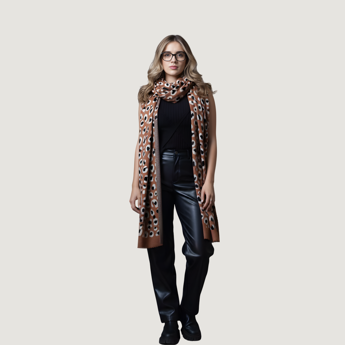 Bold Animal Print Knit Scarf