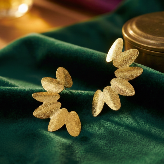 Abstract Earrings with Leaf Design