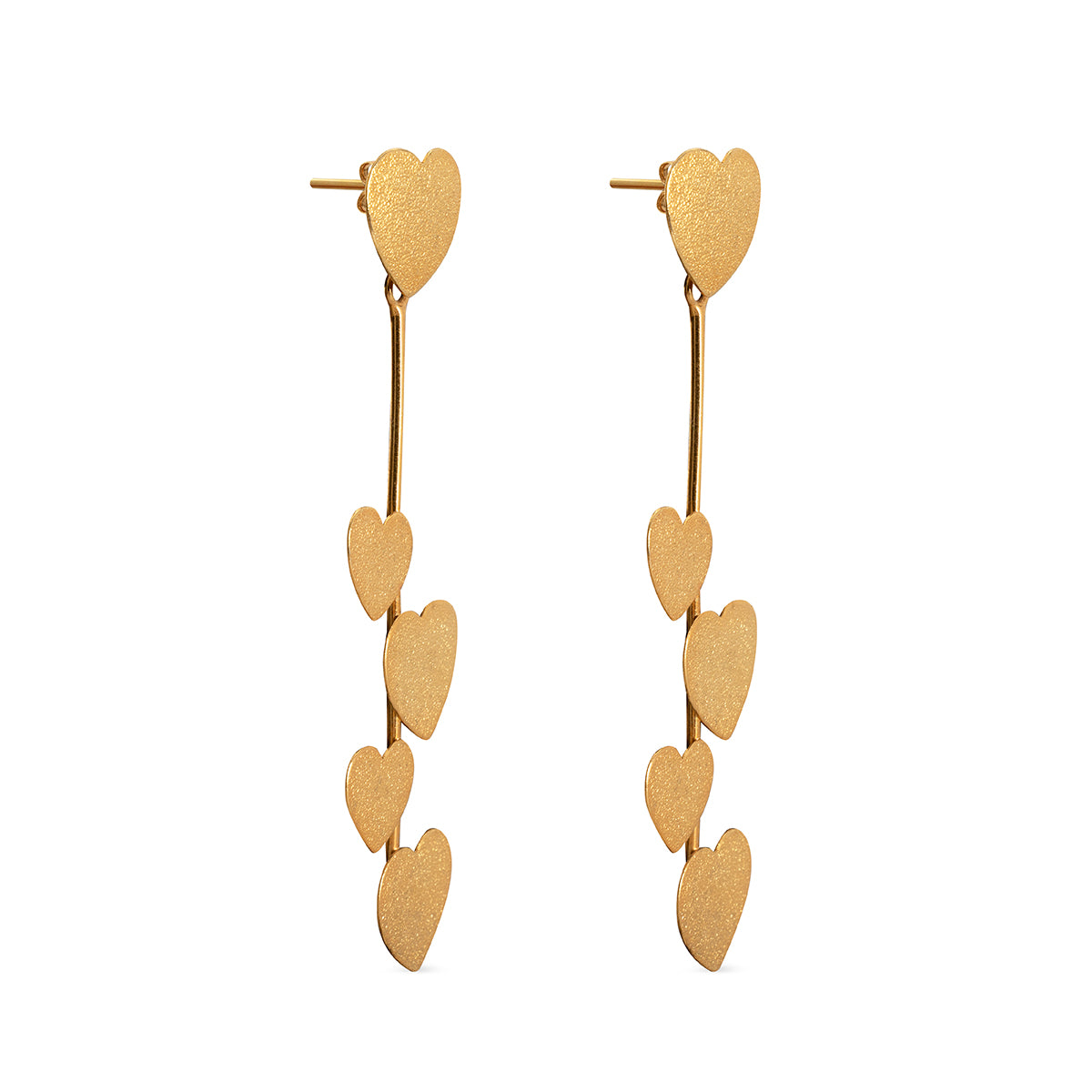 Long Earrings with Three Heart Design