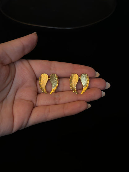 Gold Angel Wing Stud Earrings – 18K Gold-Plated Celestial Jewelry
