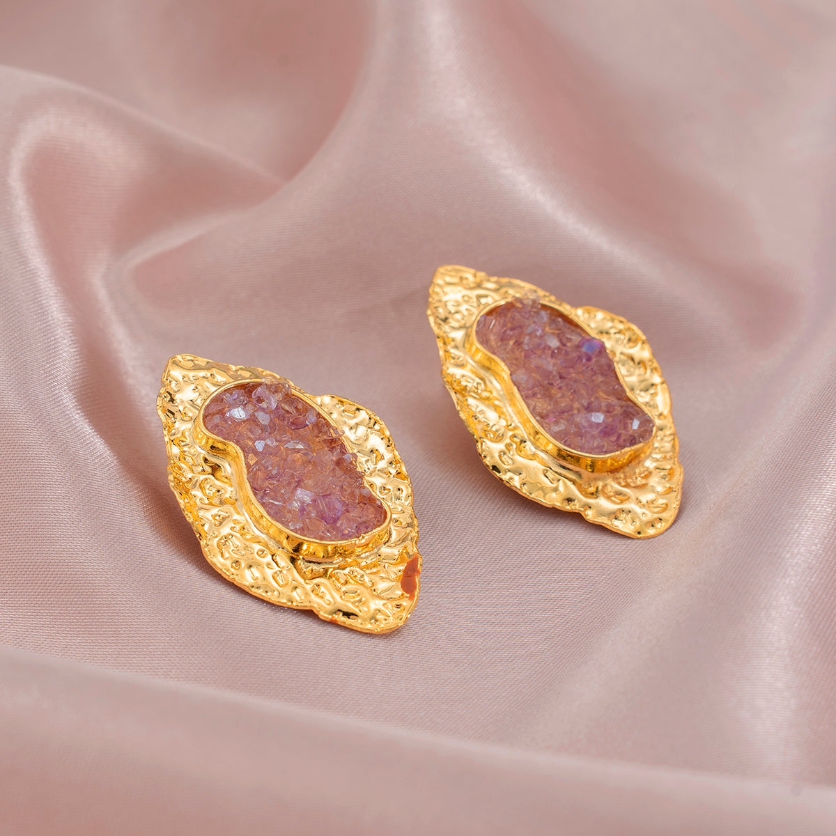 Bold Pink Druzy  Earrings