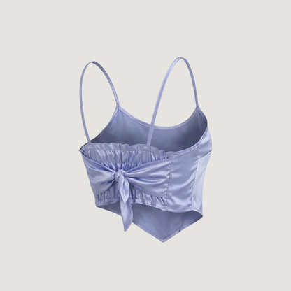 Silk Crop Top with Straight Neckline