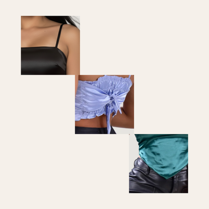 Silk Crop Top with Straight Neckline