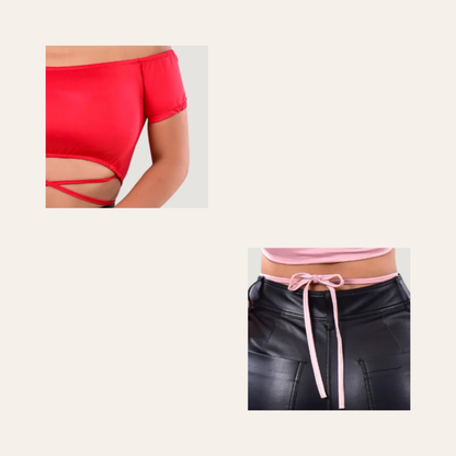 Off-Shoulder Cropped Tee - Short Sleeves..
