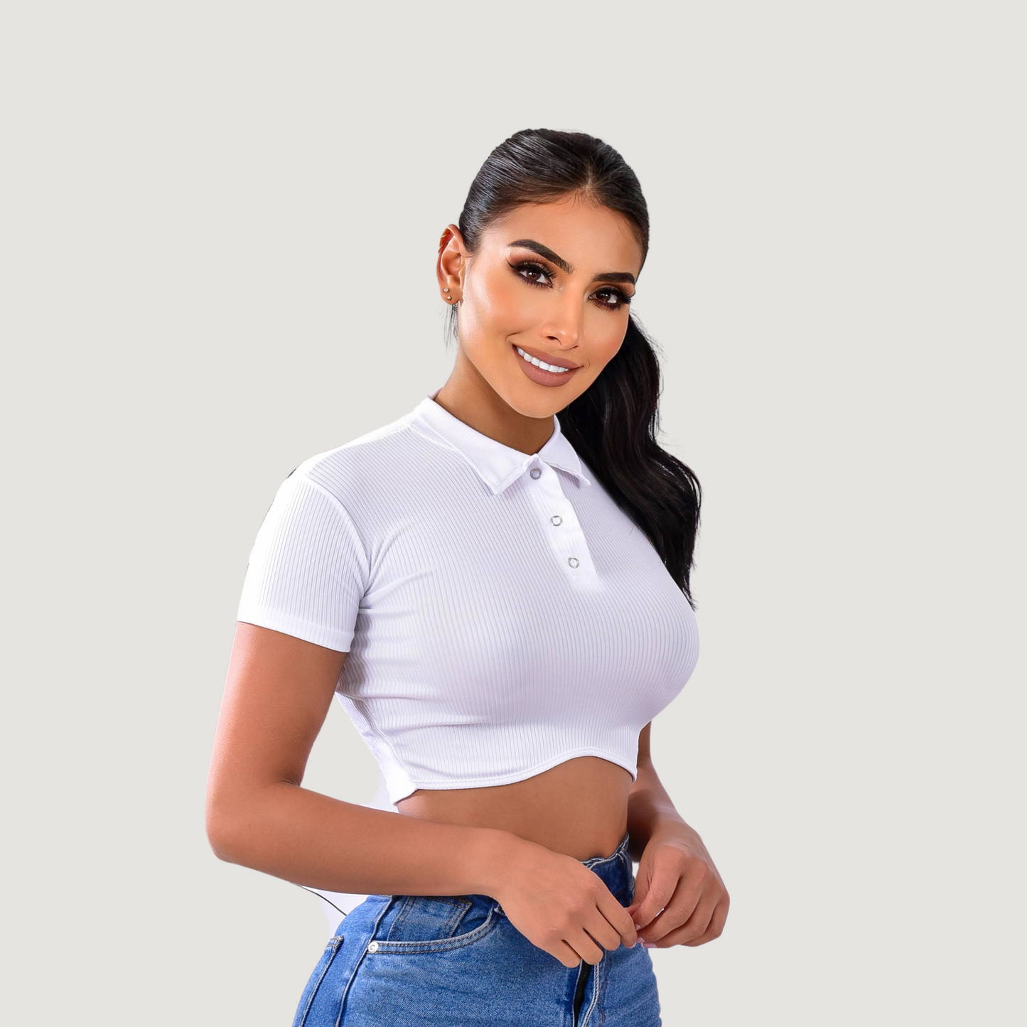 Comfortable Polo Ribbed Top