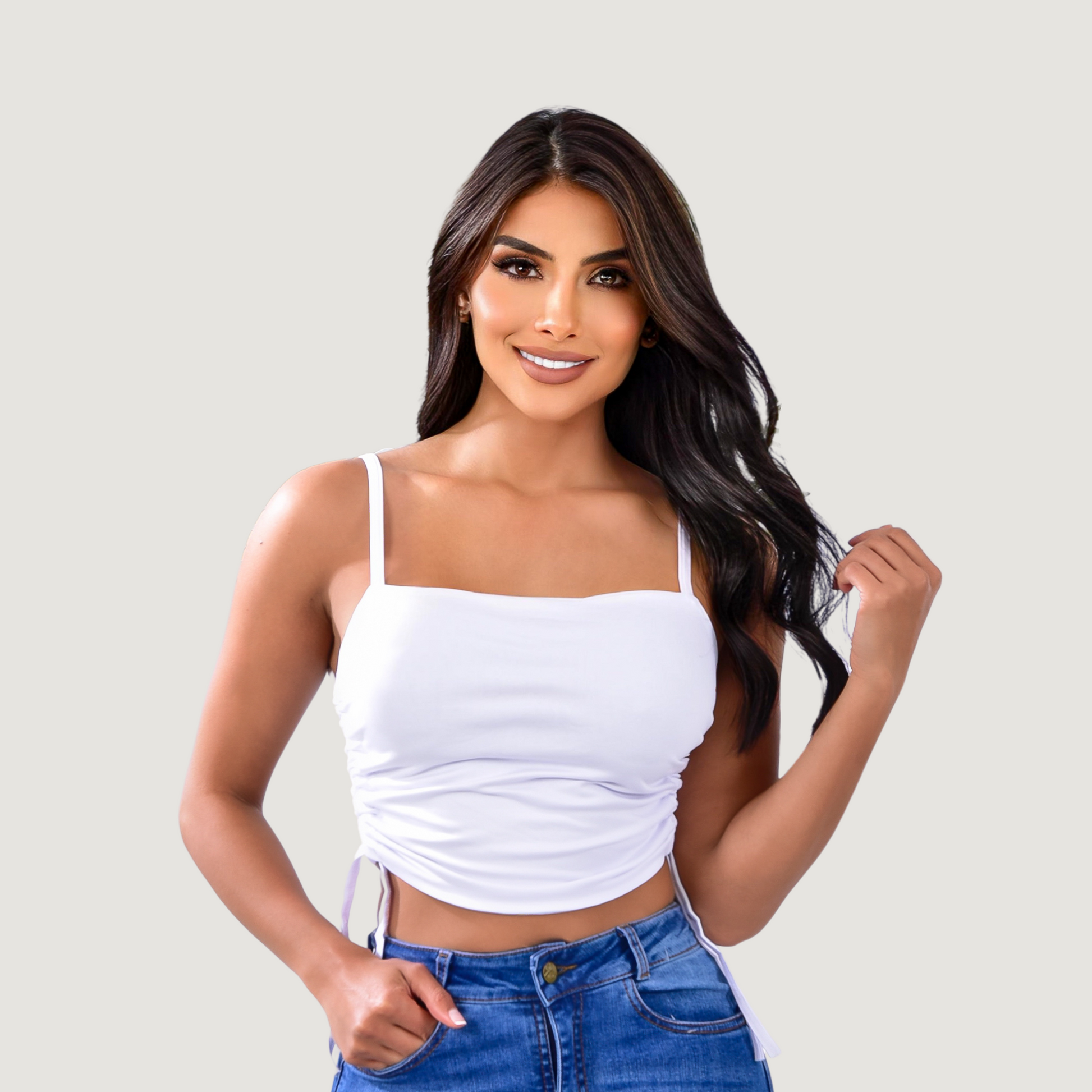 Camisole top-adjustable ties-front lining - Saida Fashion 