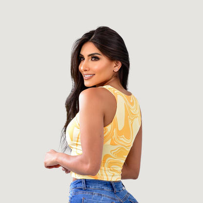 Cut Out Crop Top with Spandex Material