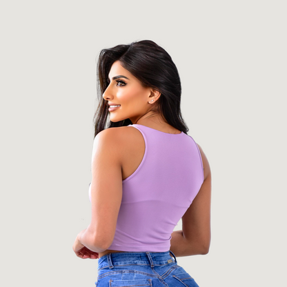 Cut out crop top with spandex material - Saida Fashion 
