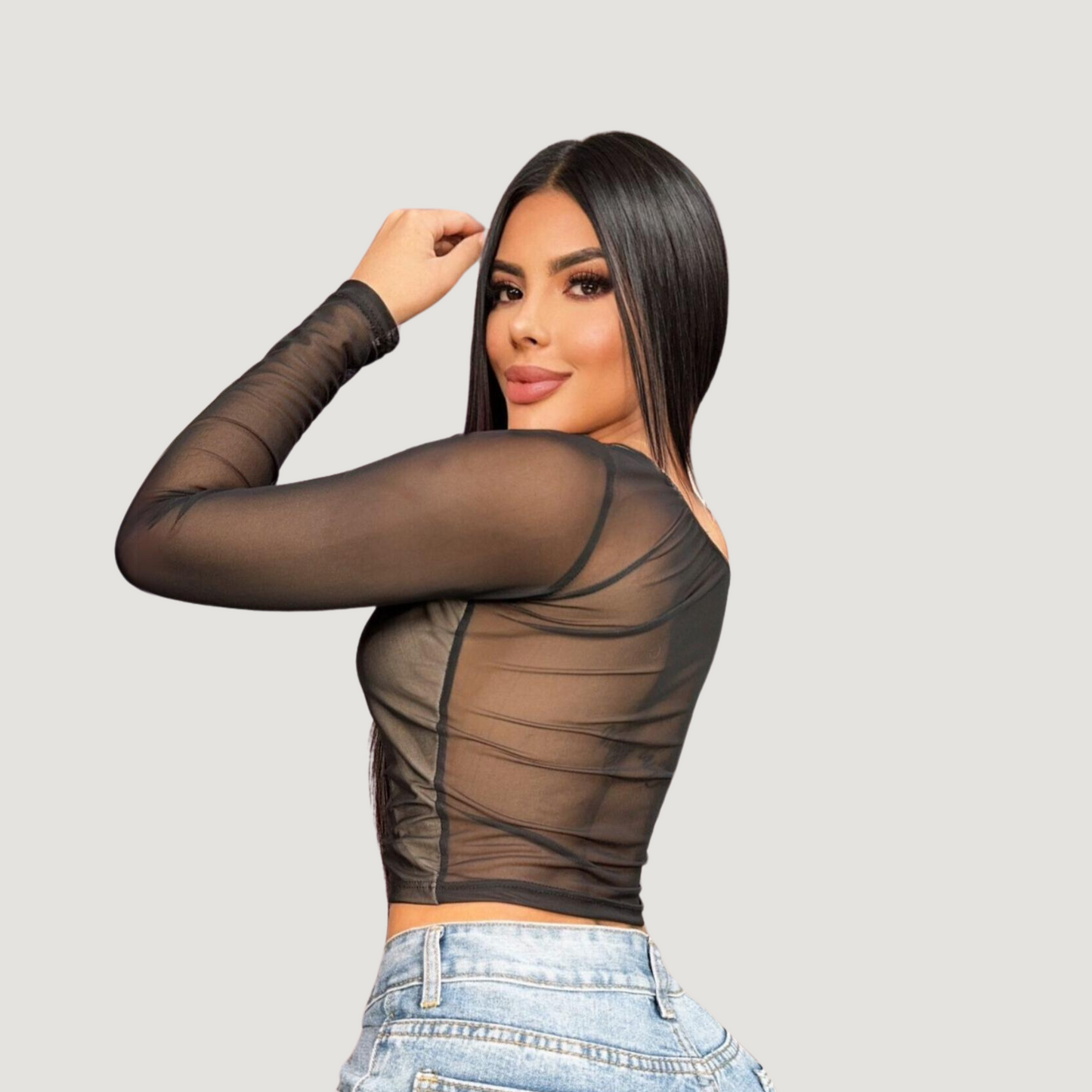 Long sleeve blouse top-asymmetric - Saida Fashion 