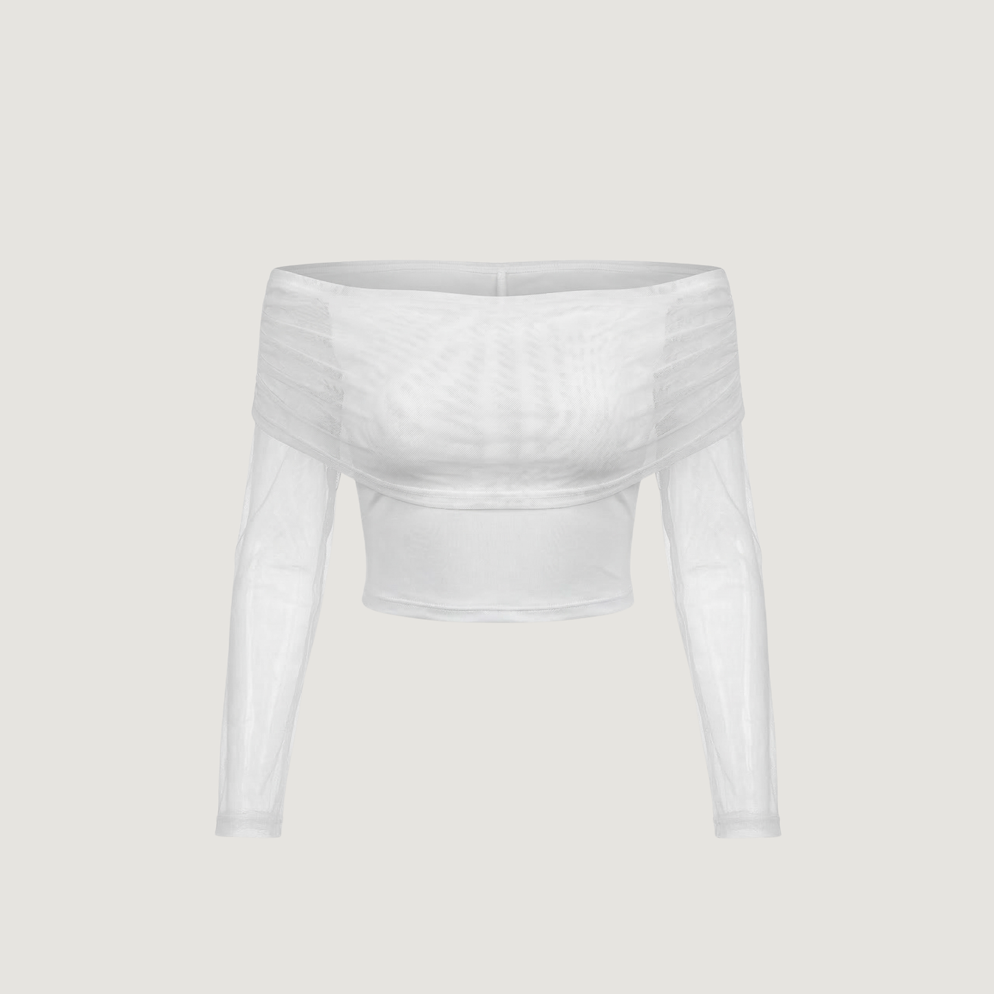 Boat Neck Mesh Crop Top