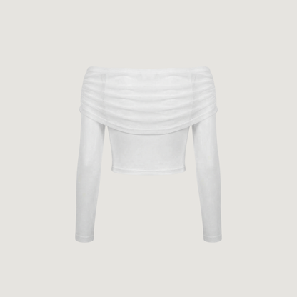 Boat Neck Mesh Crop Top