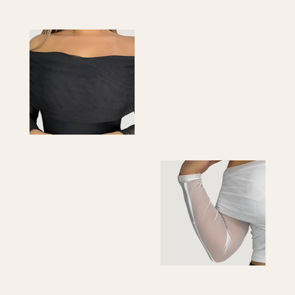 Boat Neck Mesh Crop Top