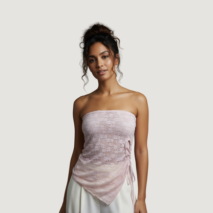 Strapless Lace Cord Detail Top