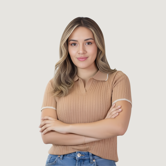 Cable Knit Polo V-Neck Top