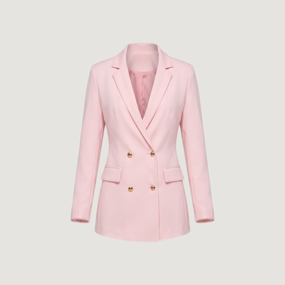 Pink Blazer for Women - Elegant Fall Office Wear with Gold Buttons