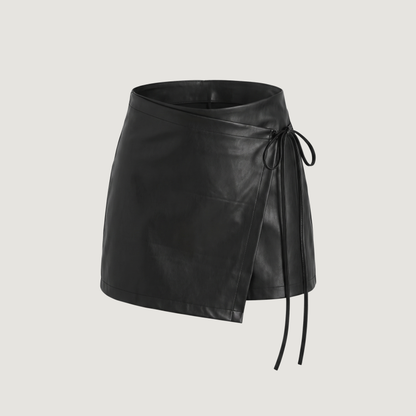 Mini Skort Faux Leather Wrap
