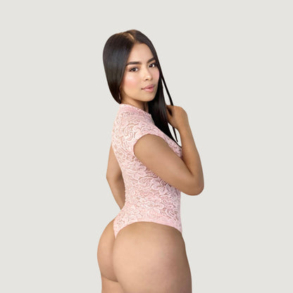 Women's Lace Bodysuit Top - Zipper Detail