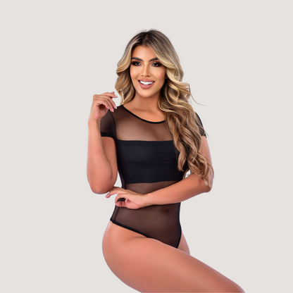 Transparent Bodysuit - Chic Mesh Look..