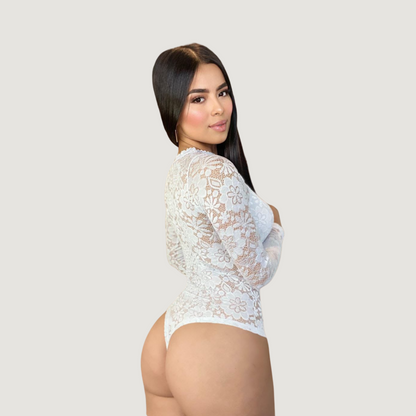 Feminine Sheer Lace Bodysuit
