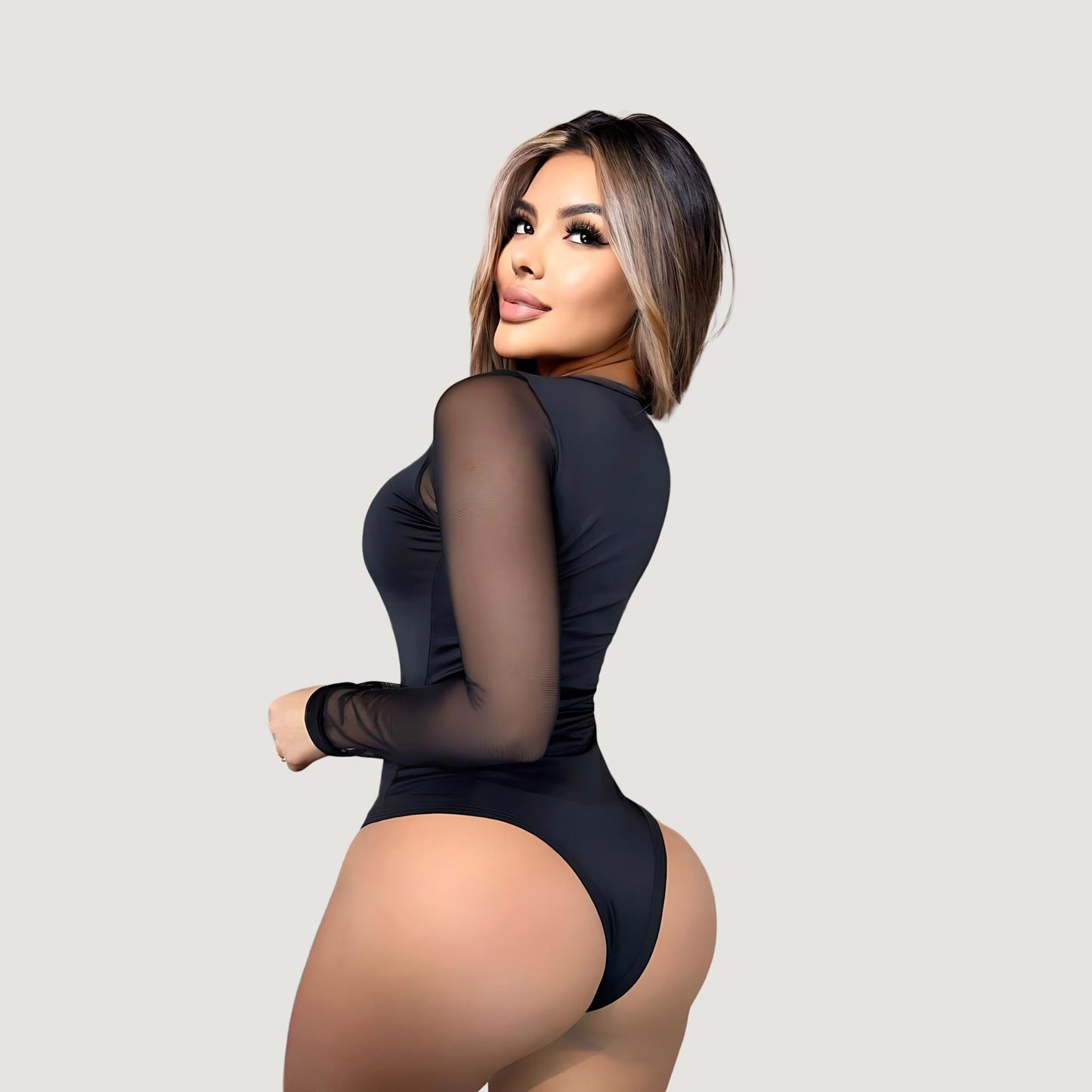 Sexy Mesh Contrast Bodysuit