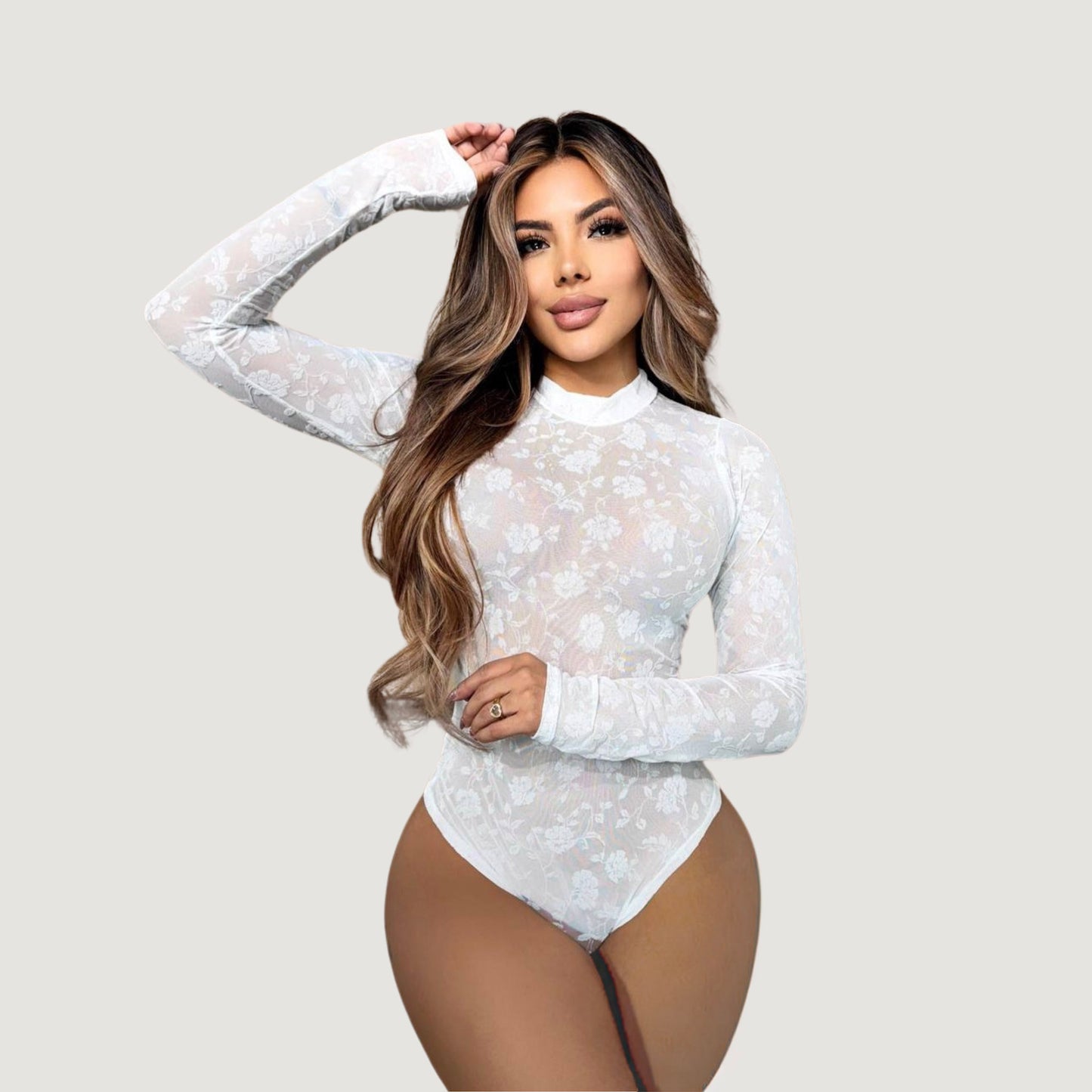 Leopard Mesh Bodysuit with Velvet Texture
