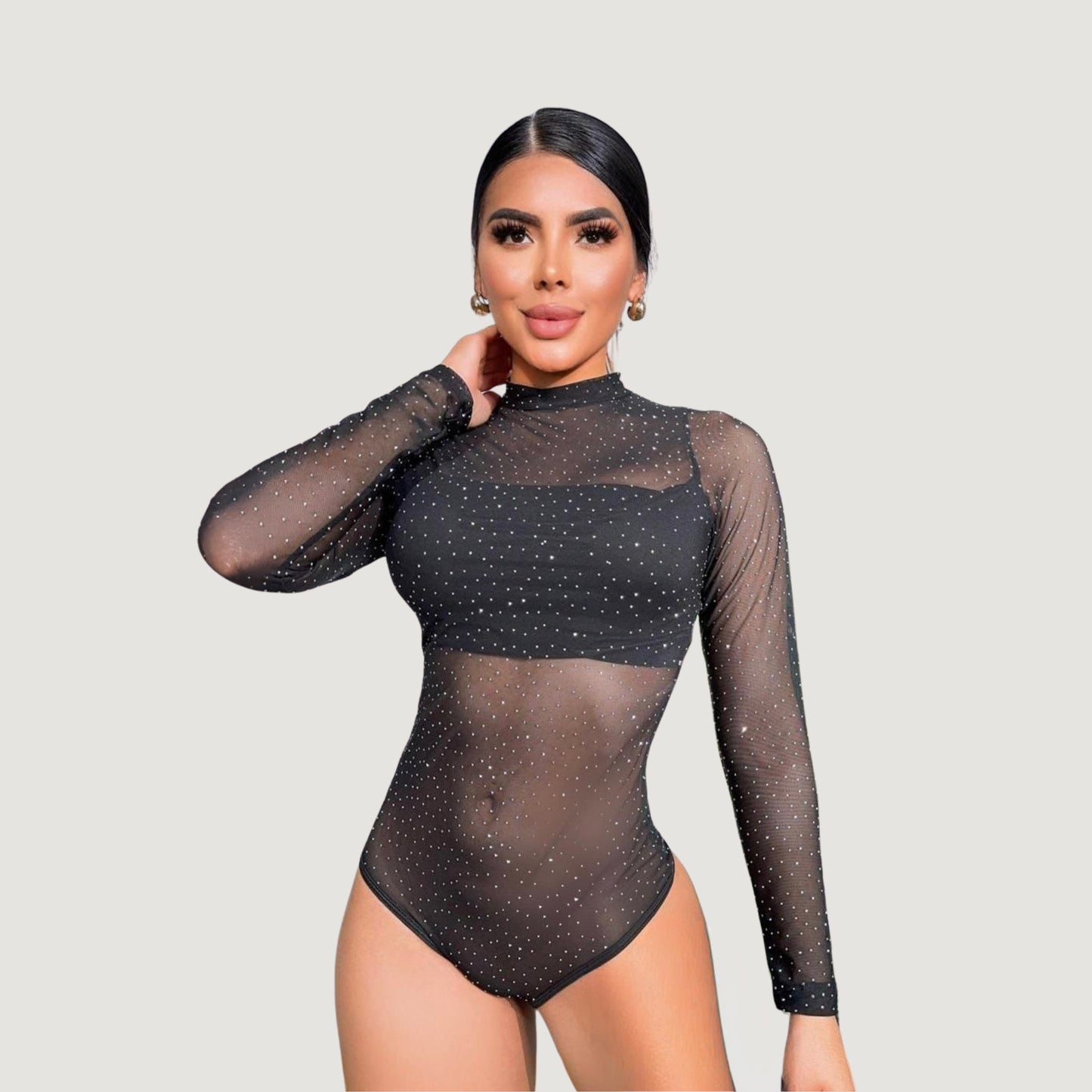 Sparkly Rhinestone Mesh Bodysuit