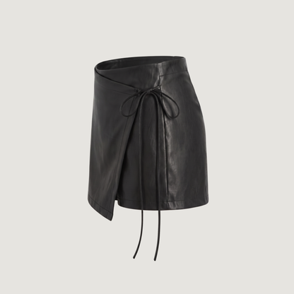 Mini Skort Faux Leather Wrap