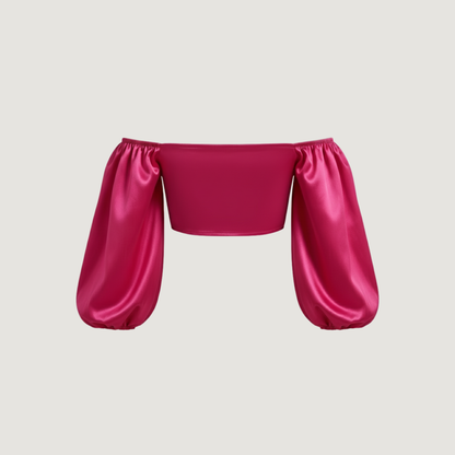 Cropped Long Sleeve Top - Adjustable Front