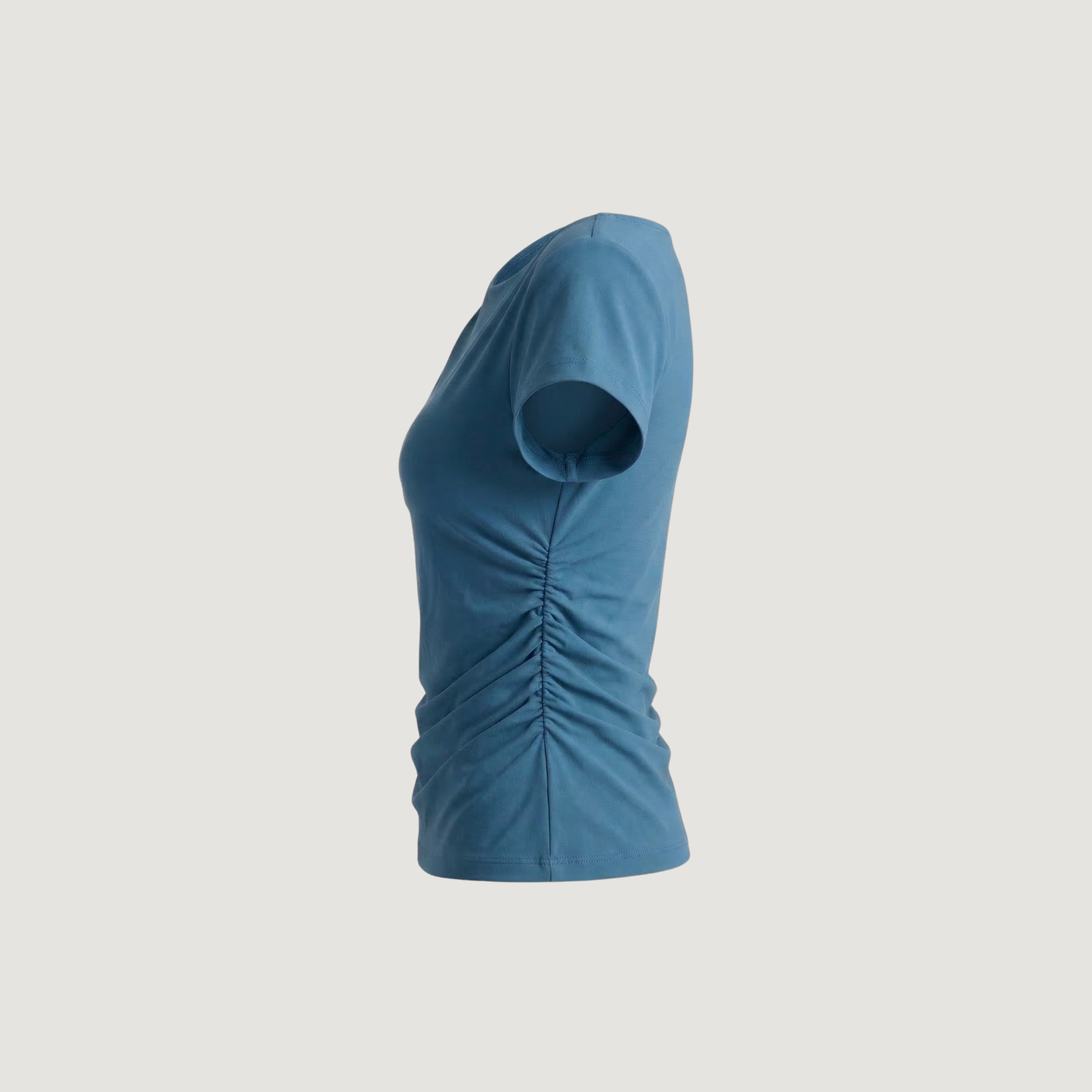 Boat Neck Asymmetric Ruched Top