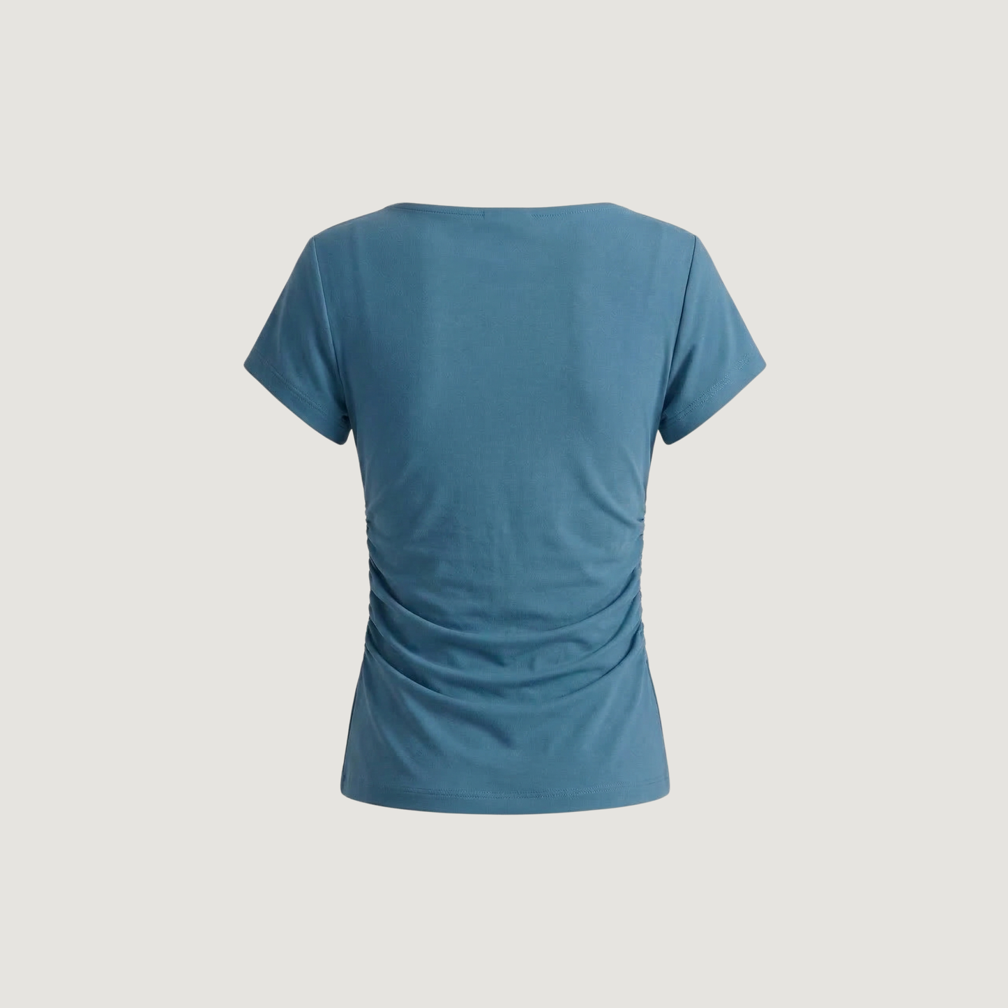 Boat Neck Asymmetric Ruched Top