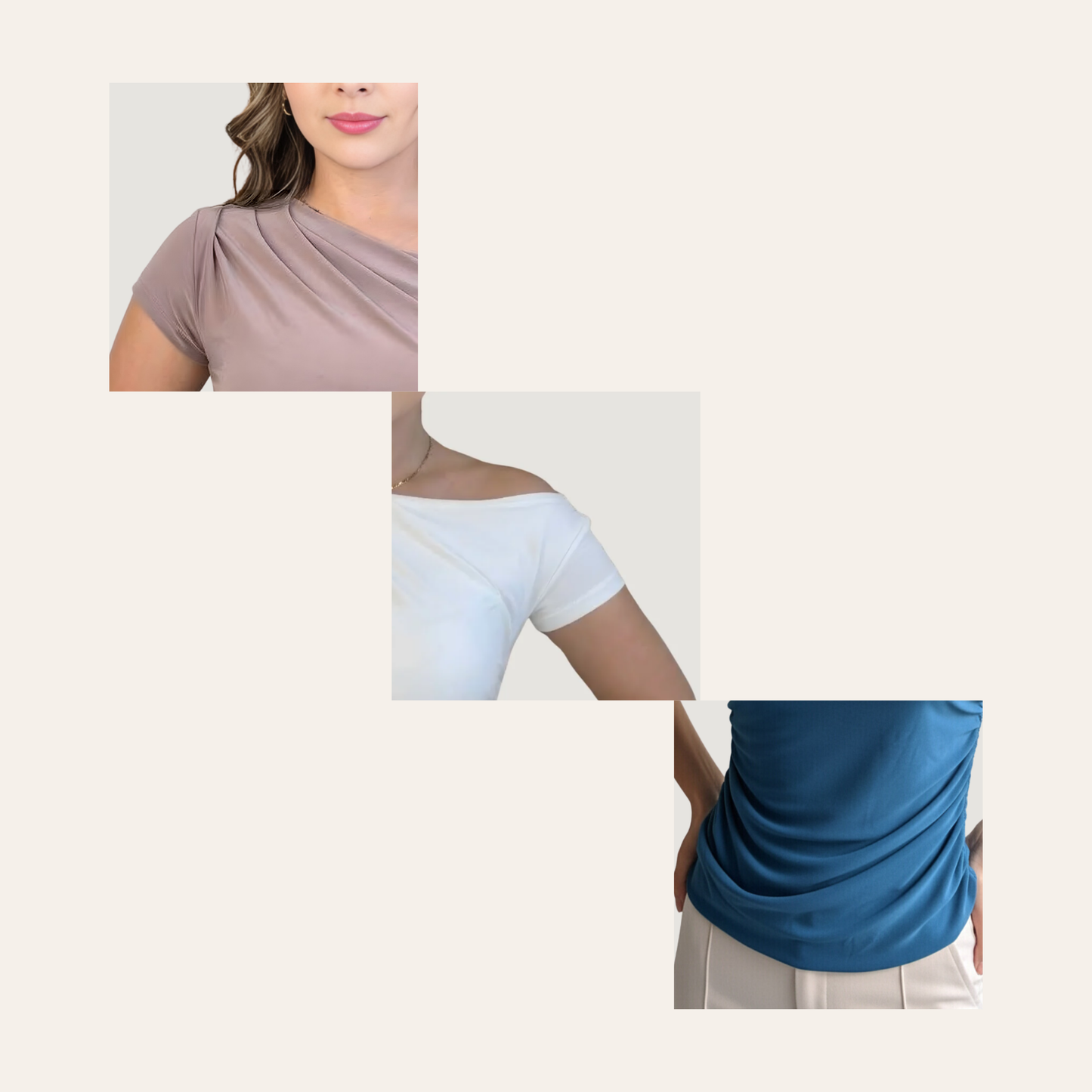 Boat Neck Asymmetric Ruched Top