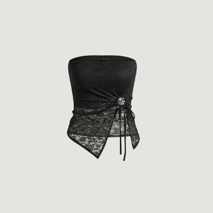 Strapless Lace Cord Detail Top