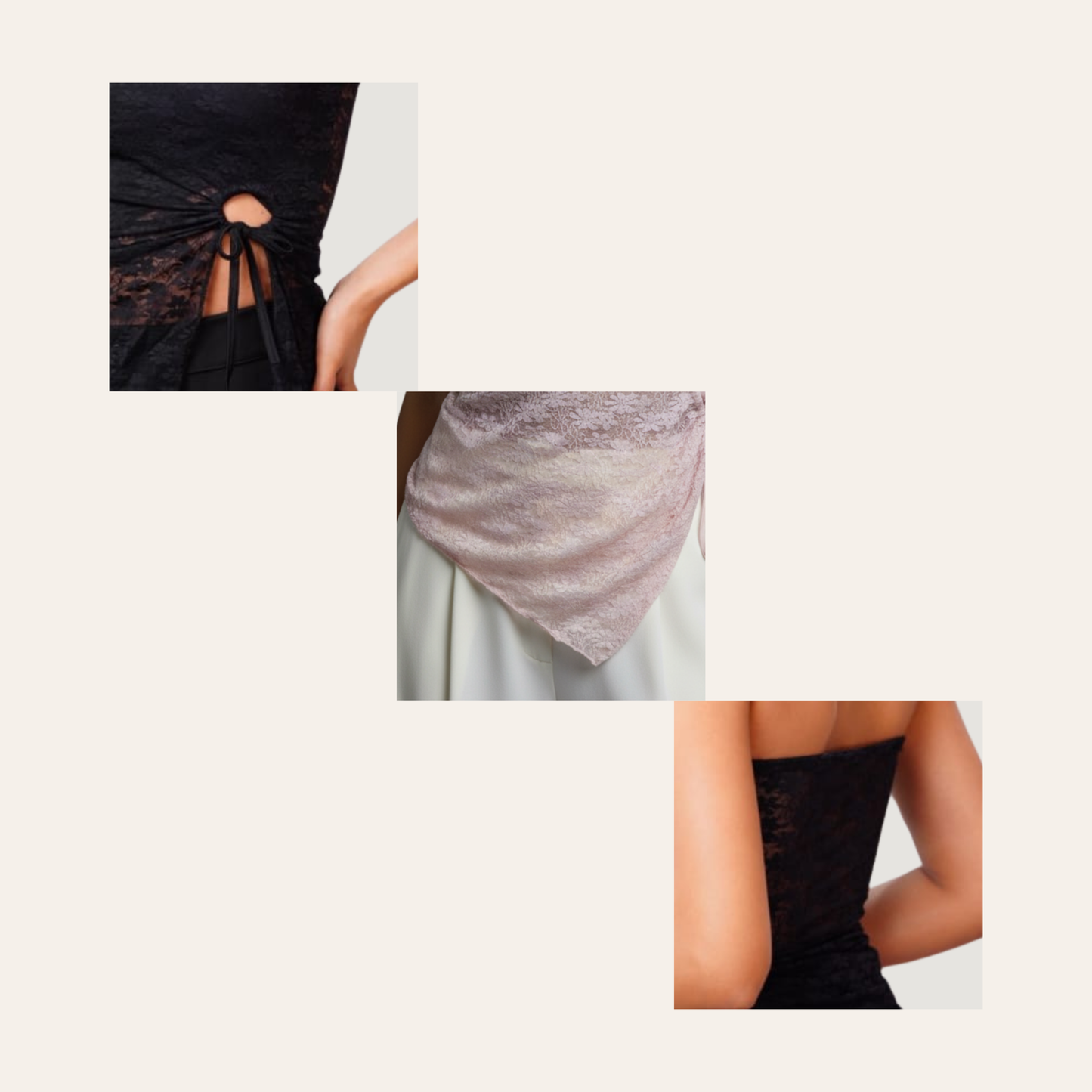 Strapless Lace Cord Detail Top