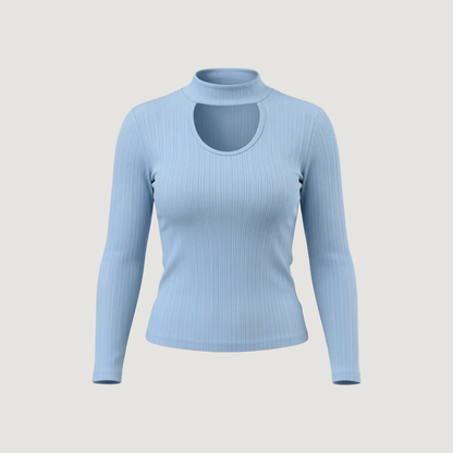 Chic Moc-Neck Keyhole Top