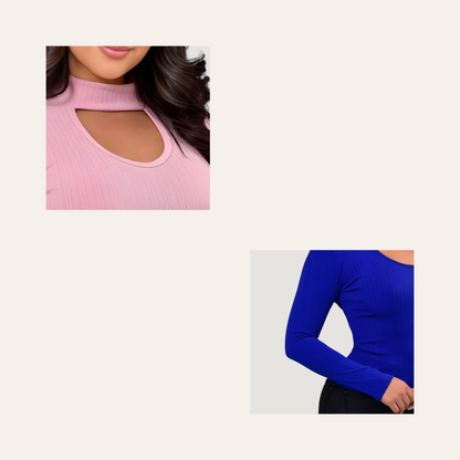 Chic Moc-Neck Keyhole Top