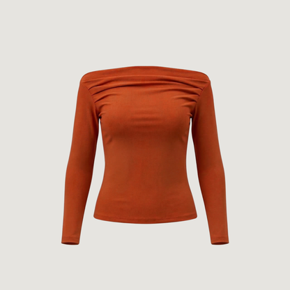 Cowl Boat Neck Long Sleeve Top