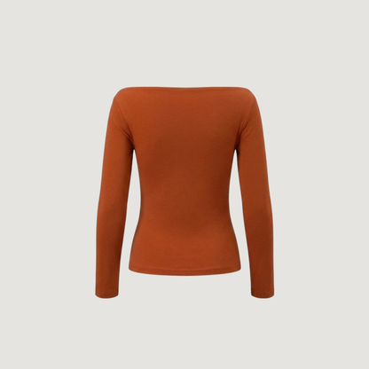 Cowl Boat Neck Long Sleeve Top