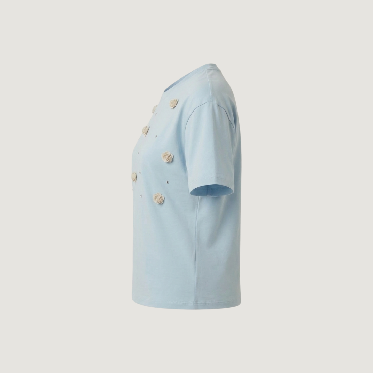 Oversized Tee with 3D Floral Appliqué
