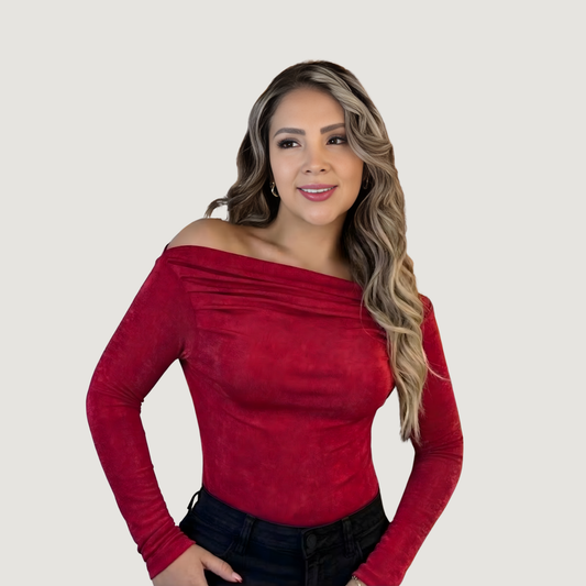 Cowl Boat Neck Long Sleeve Top