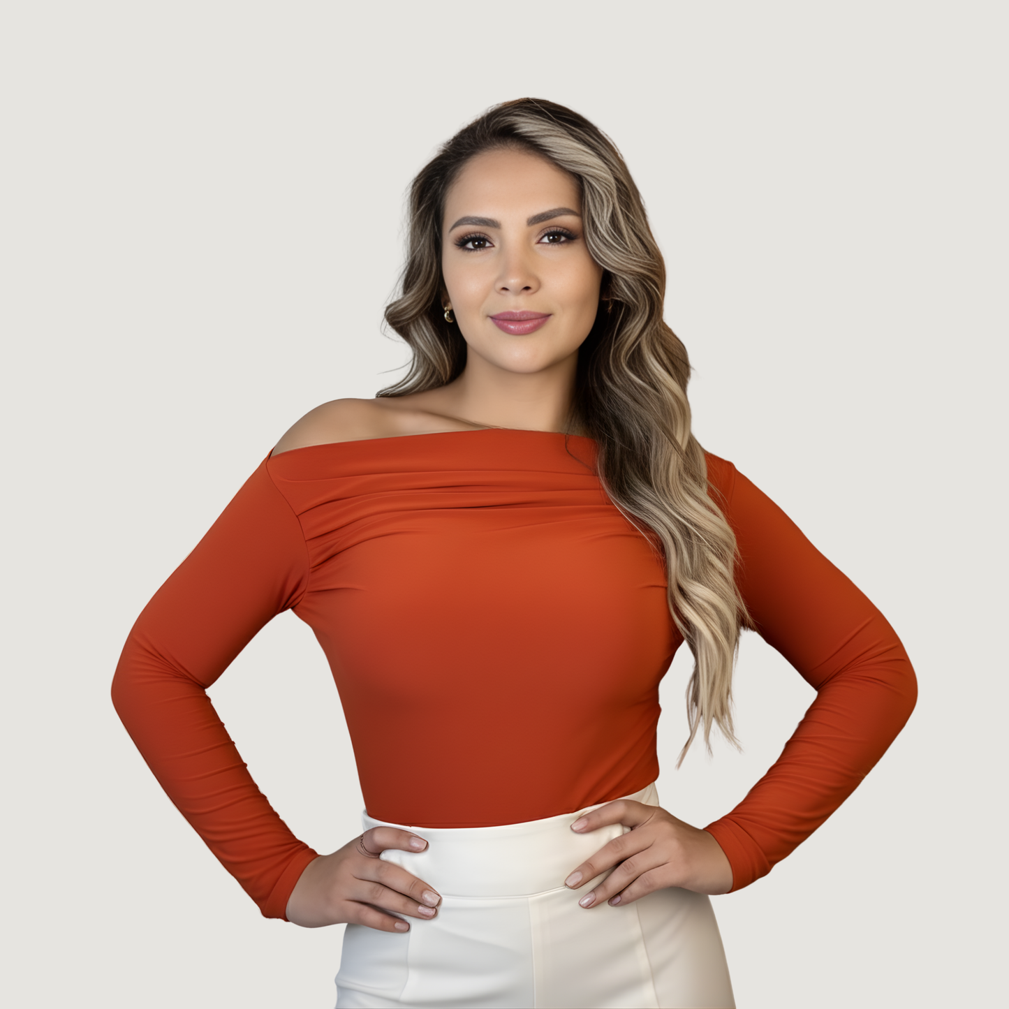 Cowl Boat Neck Long Sleeve Top