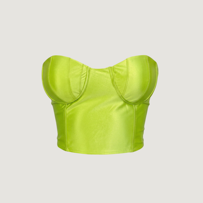 Corset Top with Glossy Spandex Fabric