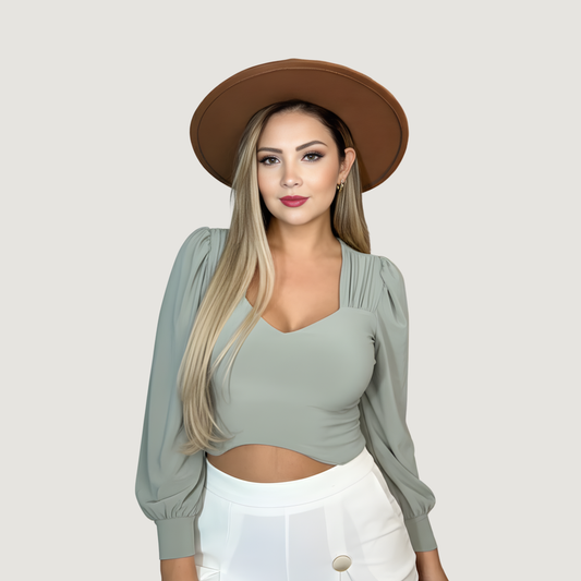 Bishop Sleeve Sweetheart Crop