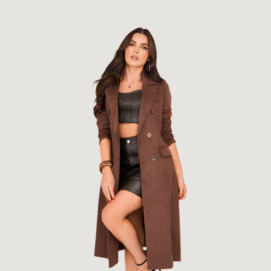 Double-Breasted Suede Coat