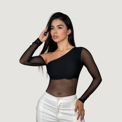 One-Shoulder Mesh Bodysuit