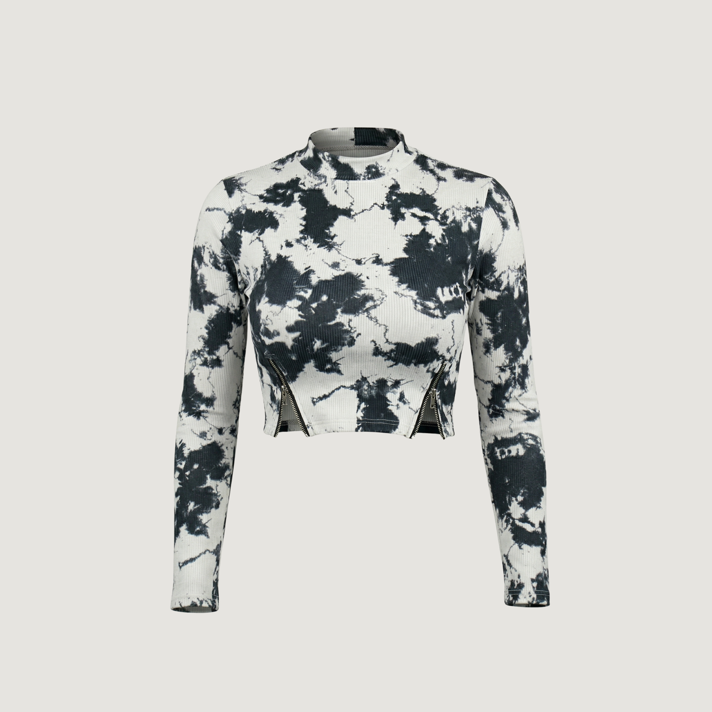 Ribbed Crop Top with Zippers