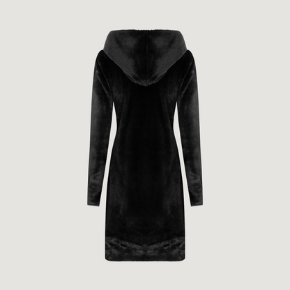 Fur Coat with Fuzzy Hood for Winter
