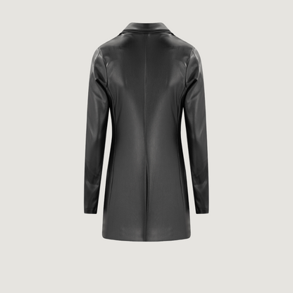 Elegant Blazer with Faux Leather Finish..