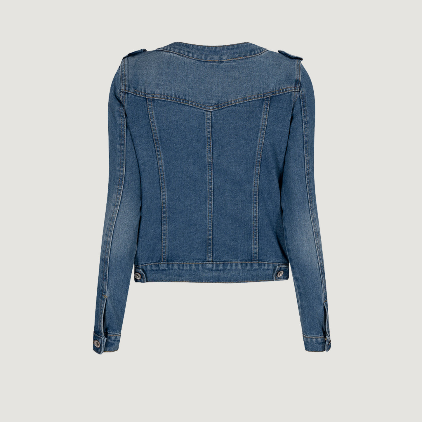 Denim Jackets with Collarless Neckline