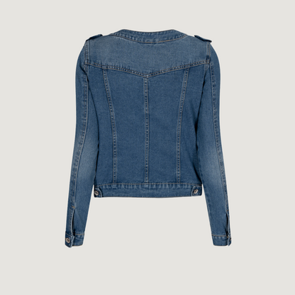 Denim Jackets with Collarless Neckline