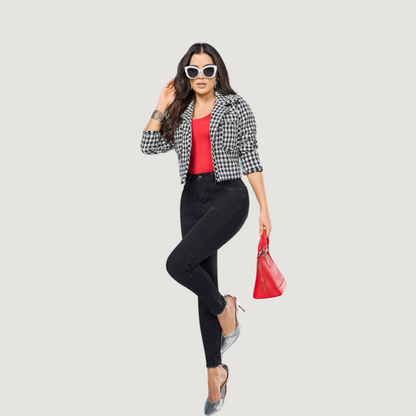 Short Jacket for Women in Houndstooth